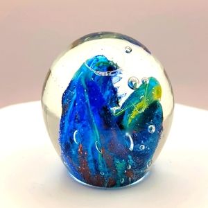 Blue, Yellow, Green, and Red Egg Shaped Paperweight